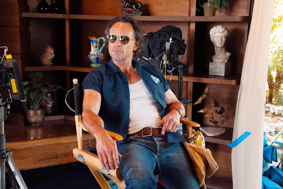 Walton Goggins on set for a new mystery project.