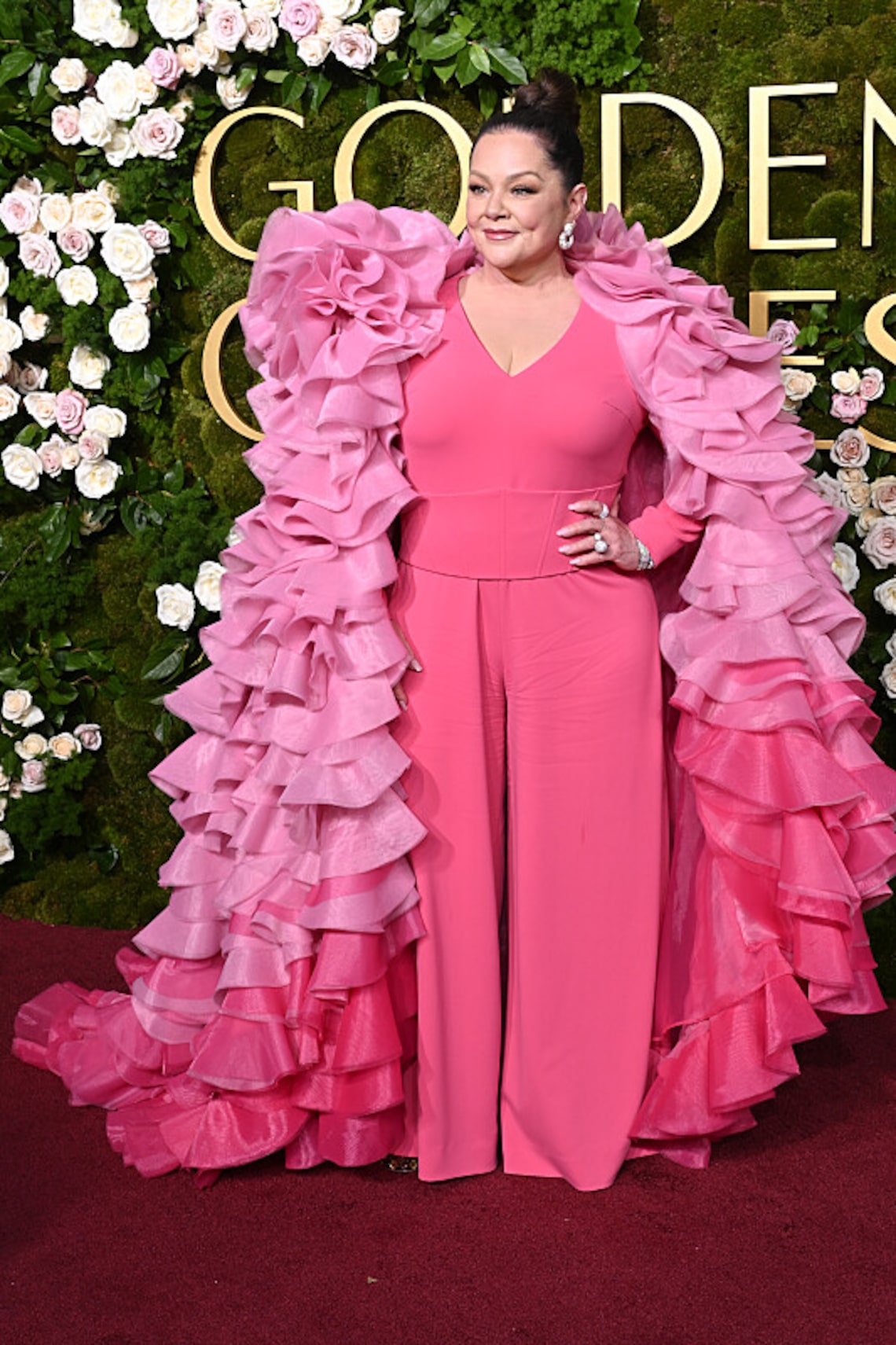 golden globes 2025 pink dress Jennifer Lopez Nailed the Rosette Trend at the 2024 Golden Globes