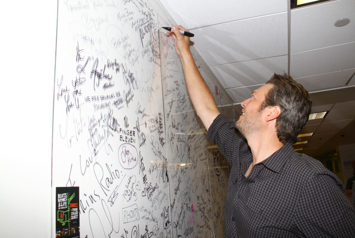 Blake Shelton signed the wall in the SiriusXM studios.