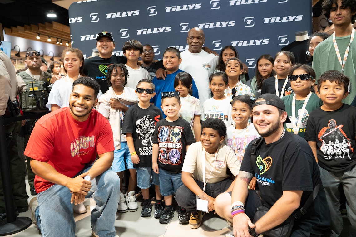 Mike Tyson took part in a meet-and-greet at an event with Tilly’s Life Center and Tyson Foundation at the Tillys store in Los Cerritos Center.