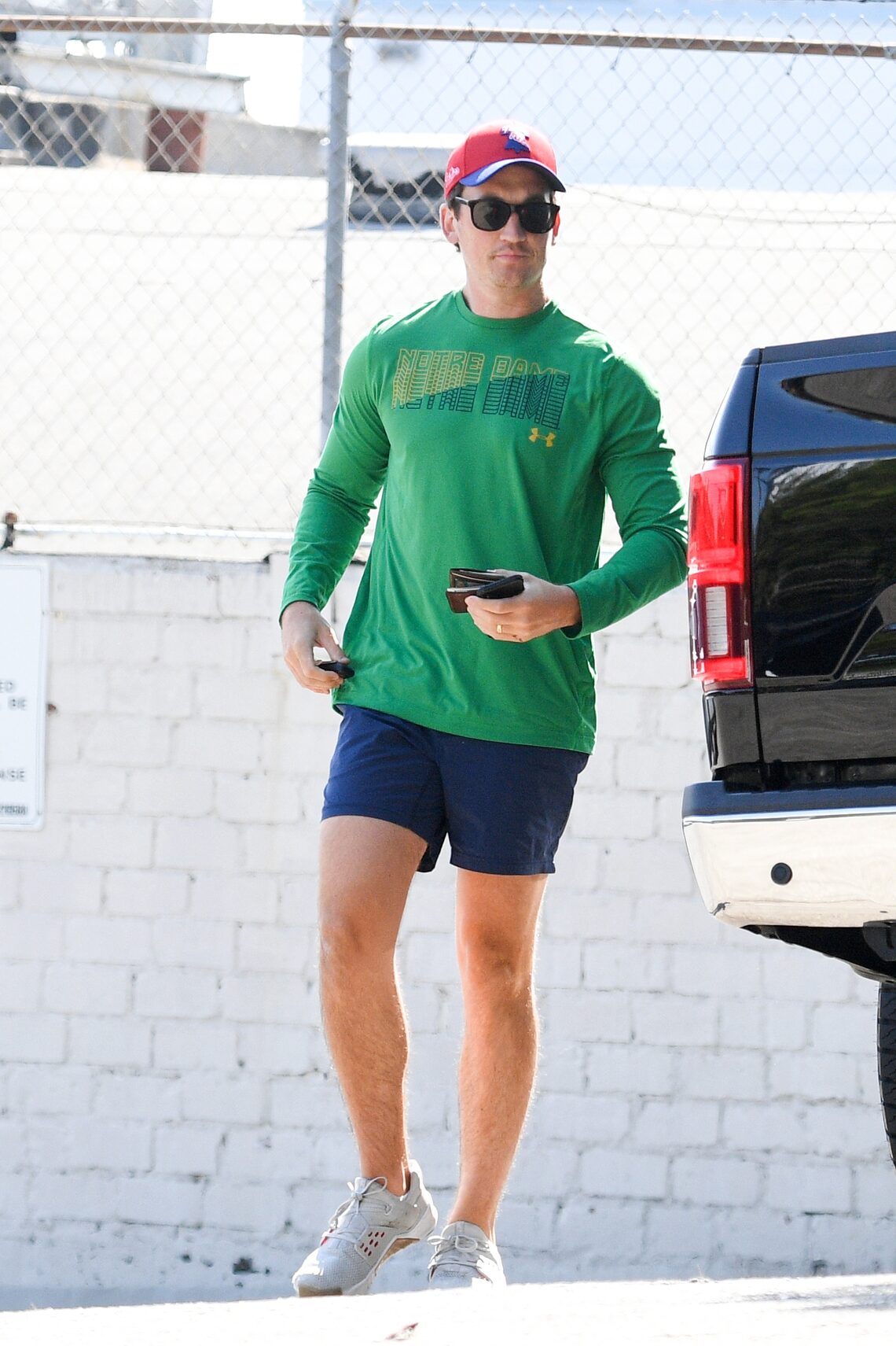 Miles Tiller kept it causal while heading to the gym in Studio City, California.