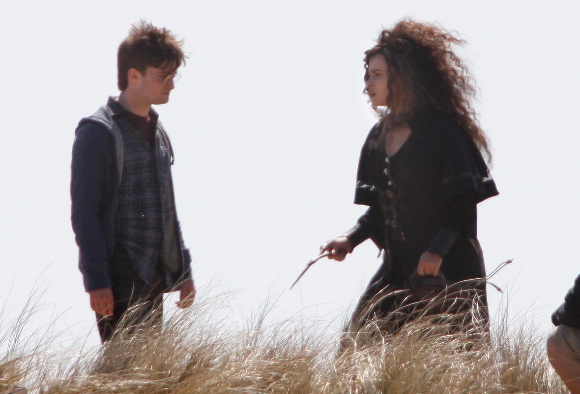 Harry Potter is back! Daniel Radcliff and Helena Bonham Carter were spotted facing off while filming scenes for "Harry Potter and the Deathly Hollows: Part I" in Wales.
