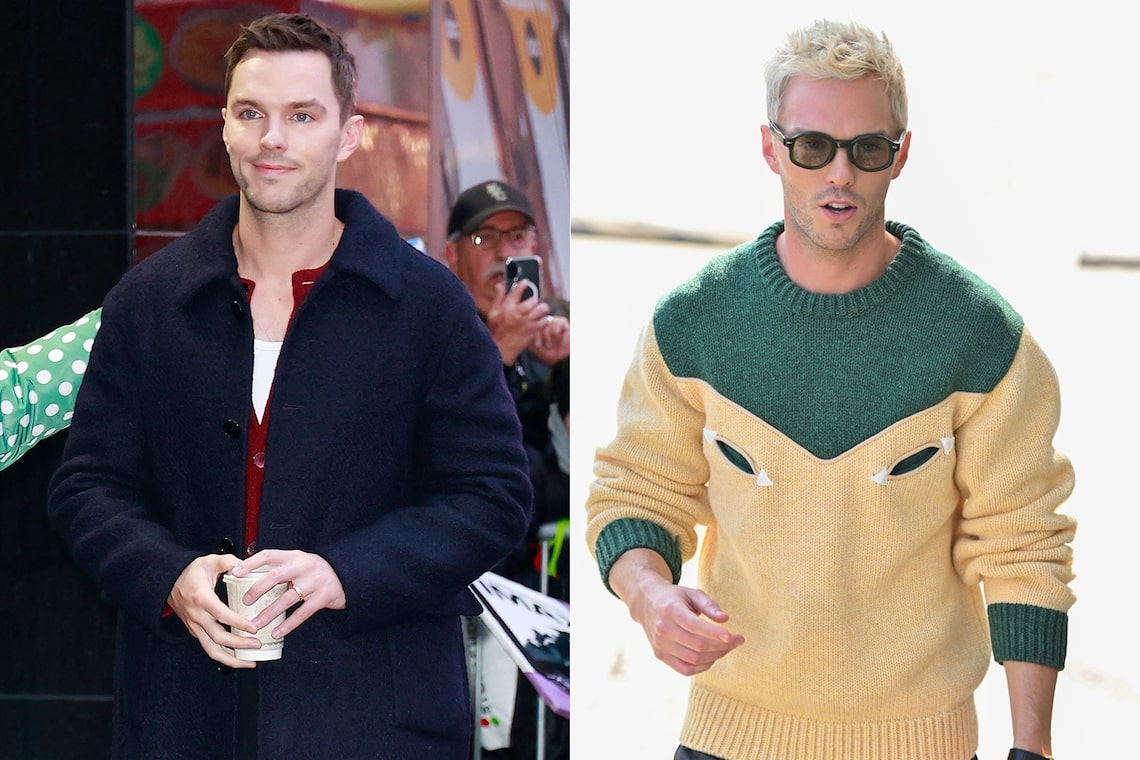Nicholas Hoult showed off his blonde hair while arriving for an appearance on "Jimmy Kimmel Live."