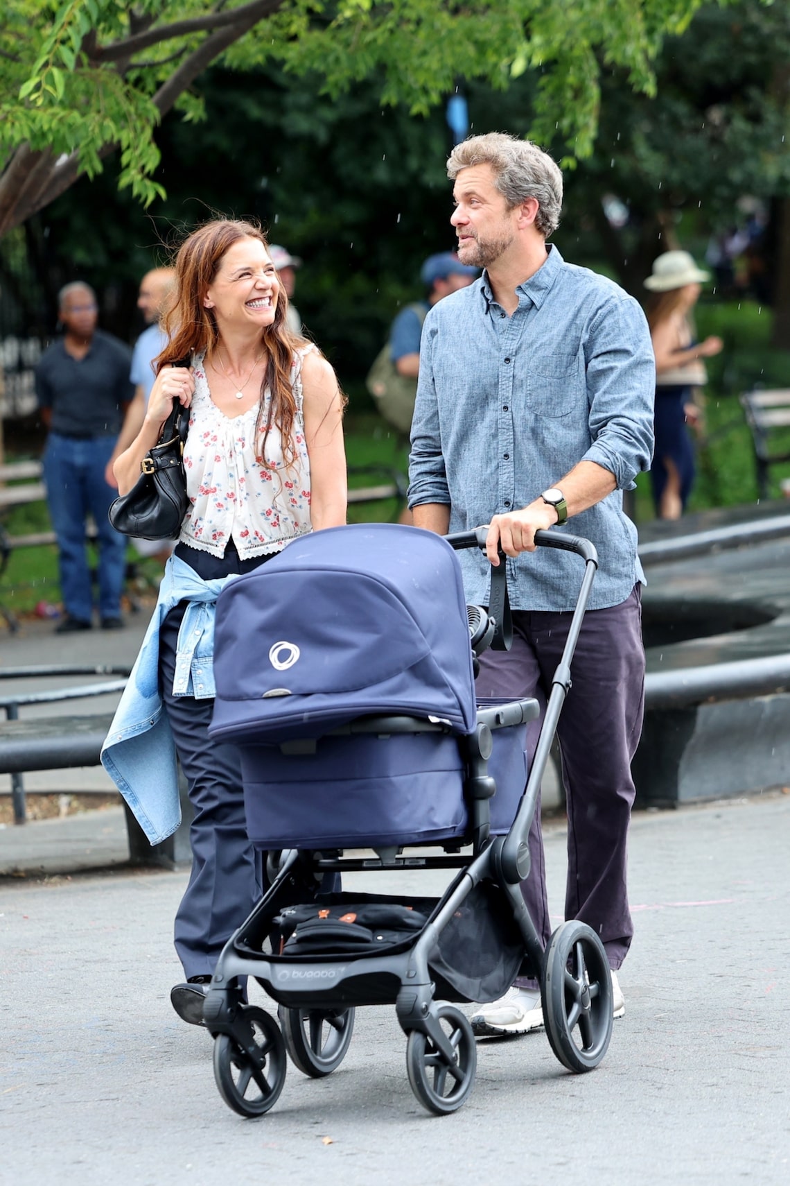 Actors Katie Holmes and Joshua Jackson were all smiles while filming scenes for "Happy Hours" at Washington Square Park in New York City.