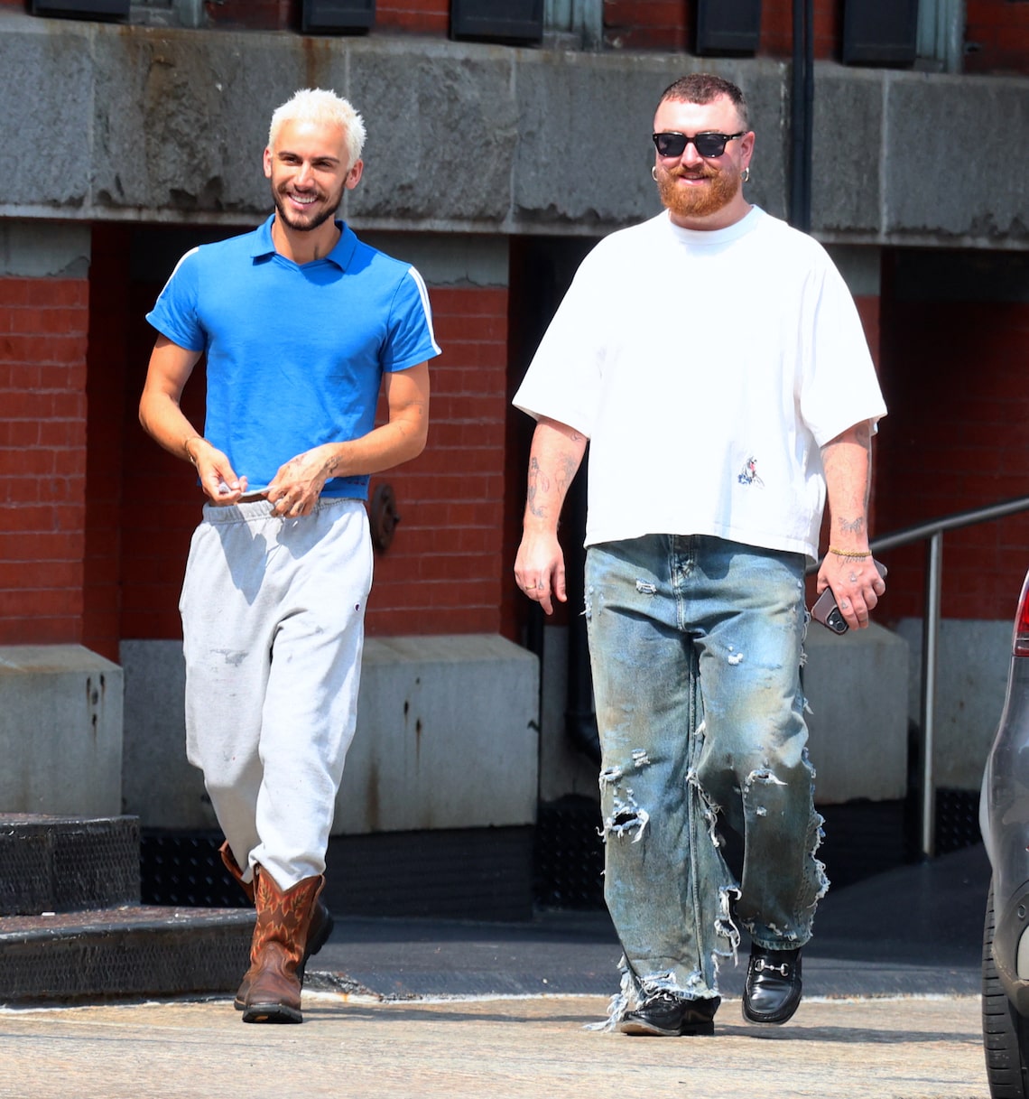 Sam Smith and their partner Christian Cowan grabbed a quick breakfast at One White Street restaurant in Tribeca, New York City.
