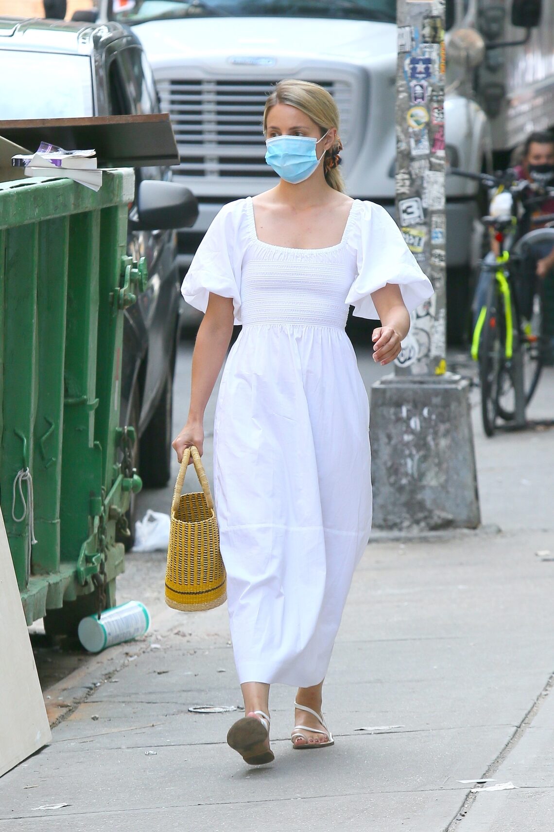 Diana Agron sported a white ensemble while out and about in SoHo.