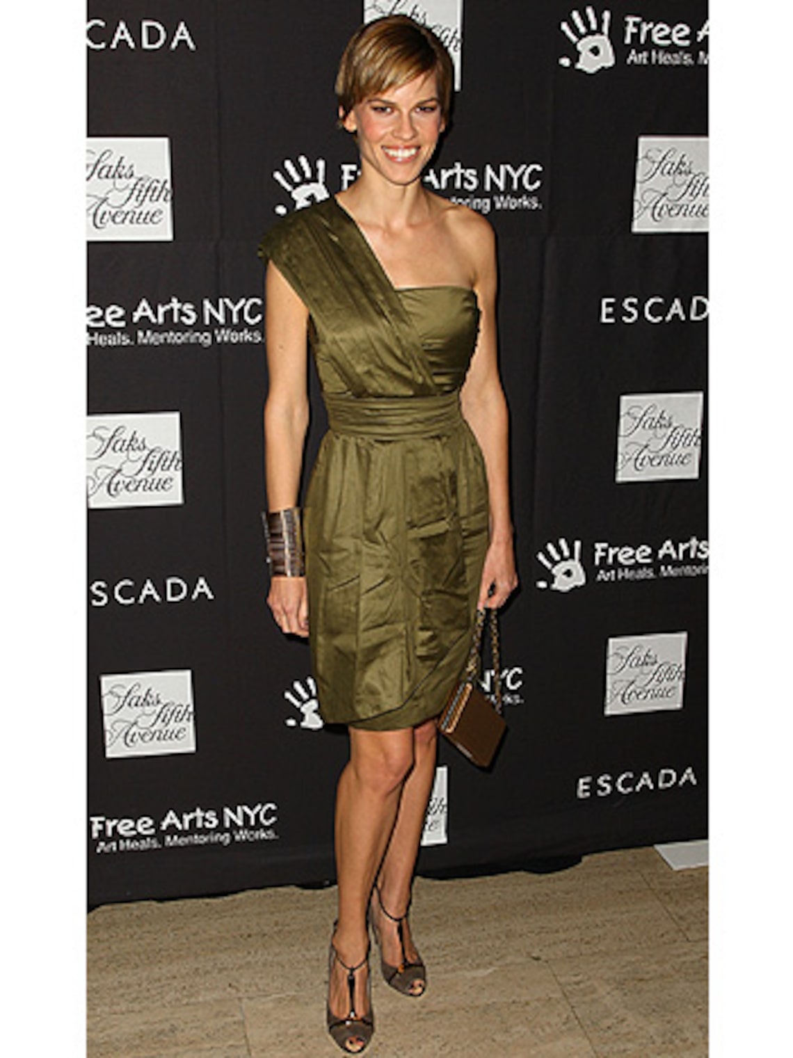 Hilary Swank attended the Escada Honors Damiano Bella Free Arts Benefit in the Big Apple. (Getty Images: Andrew H. Walker)