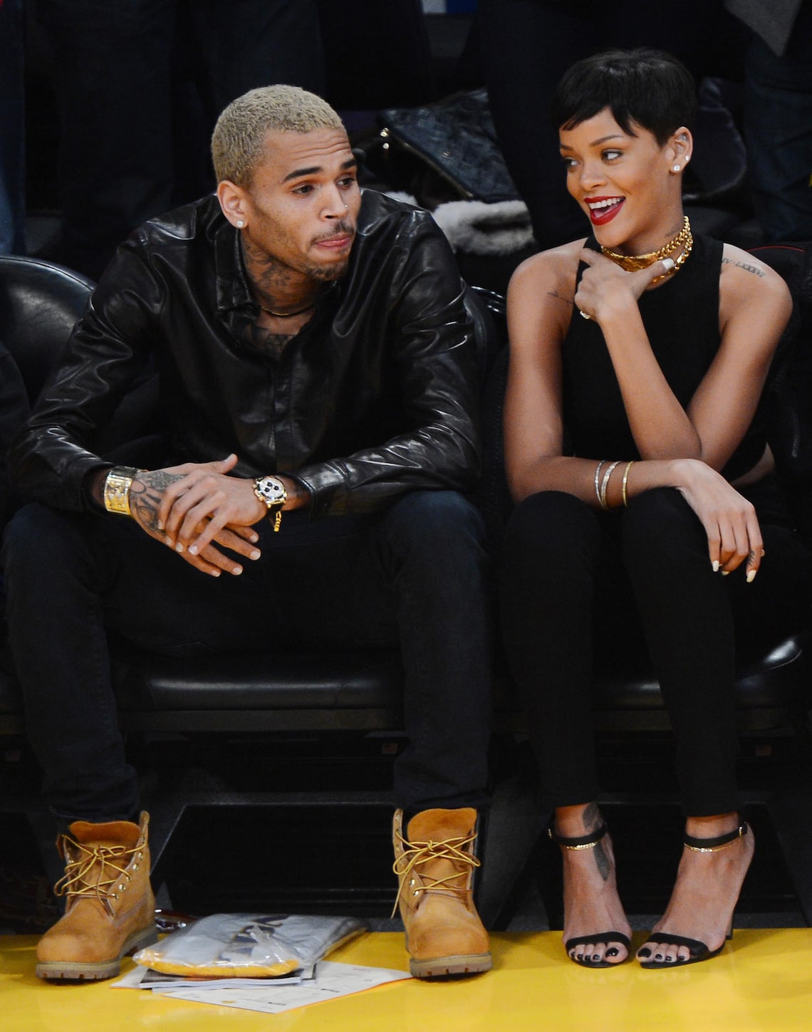 Rihanna & Chris Brown at L.A. Lakers Game