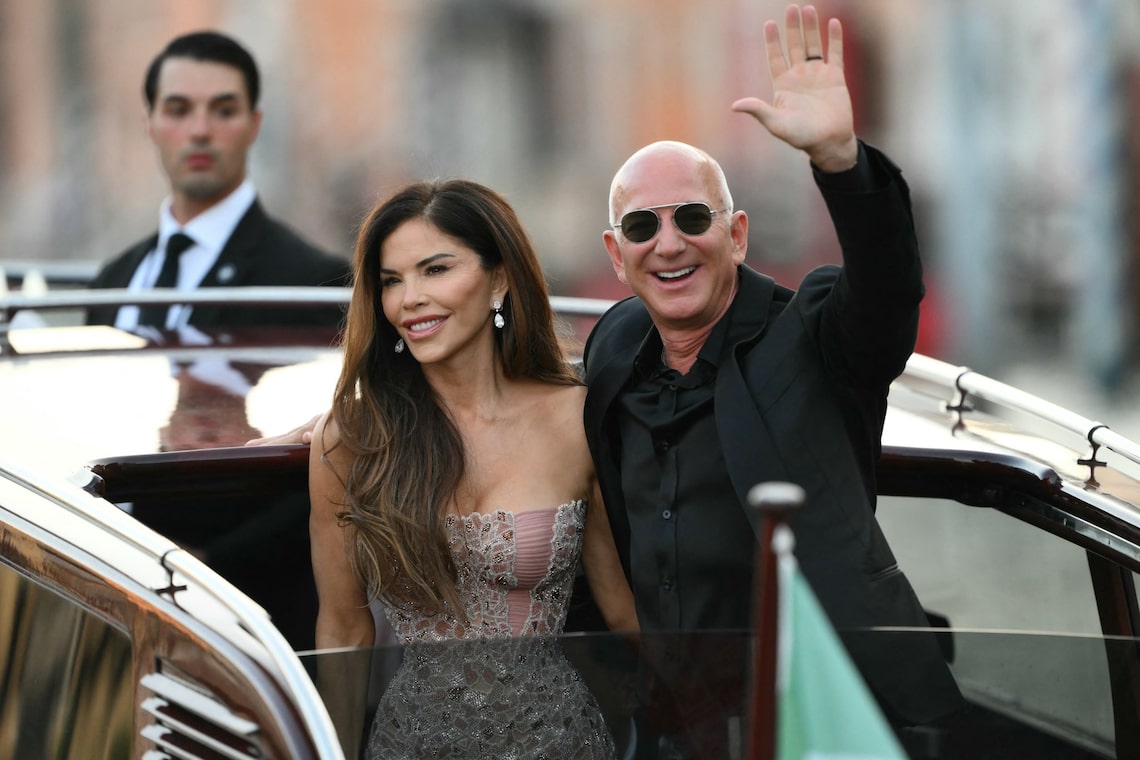 Jeff Bezos & Lauren Sanchez Bezos a day after they exchanged vows