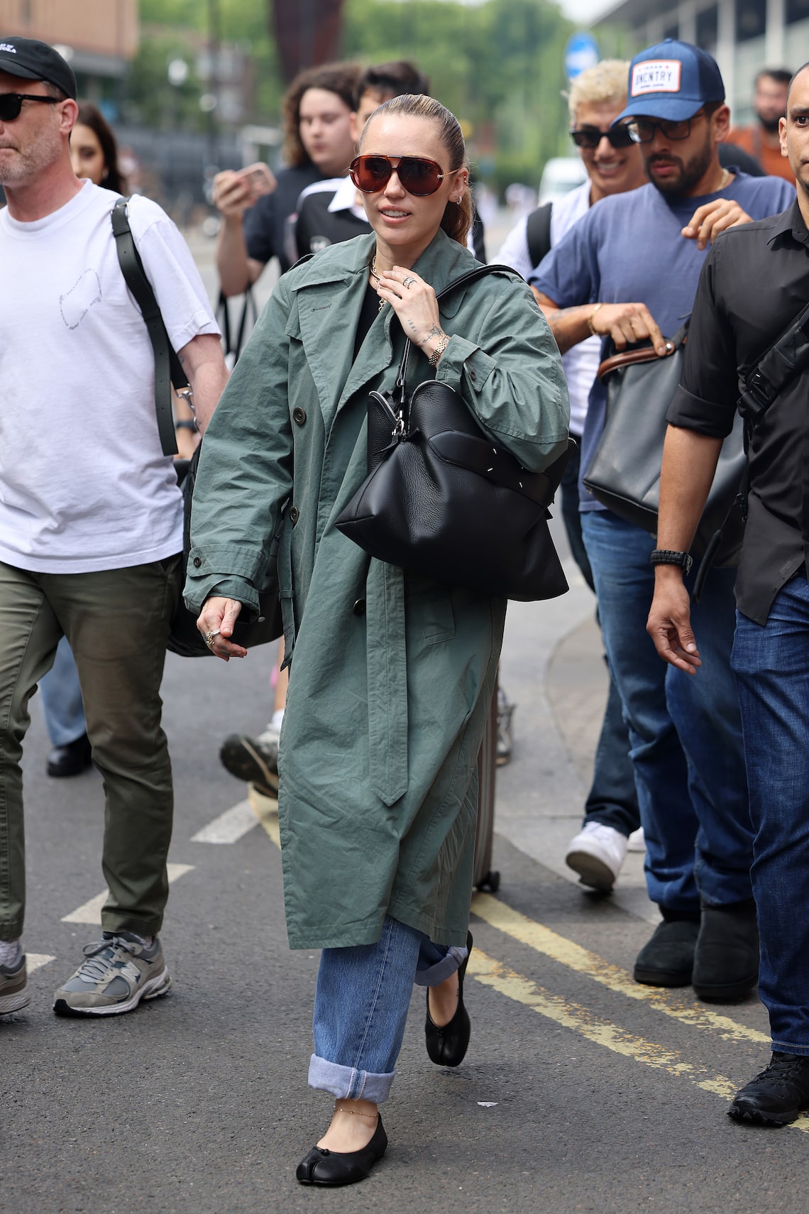 Miley Cyrus arrived at St. Pancras International Eurostar station in London from Paris on June 20, 2025.