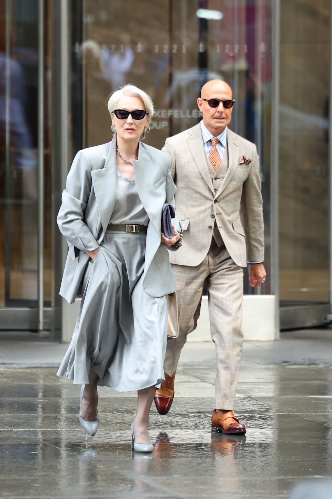 Meryl Streep and Stanley Tucci filmed a scene for “The Devil Wears Prada 2” in New York City.