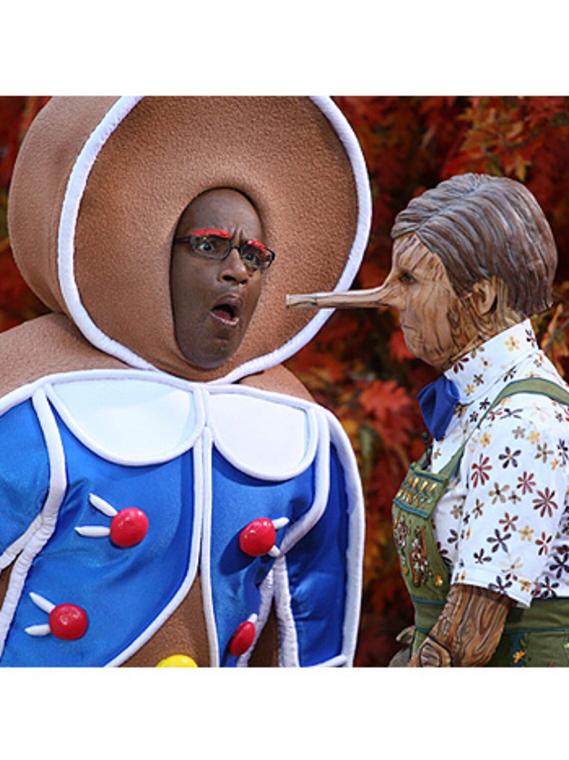 The Gingerbread Man and Pinocchio, Al Roker and Meredith Vieira, played up the storybook theme on "The Today Show." (Getty Images: Bryan Bedder)