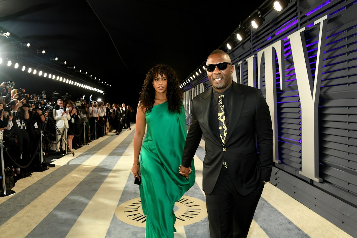 Sabrina Dhowre and Idris Elba attend the 2019 Vanity Fair Oscar Party.
