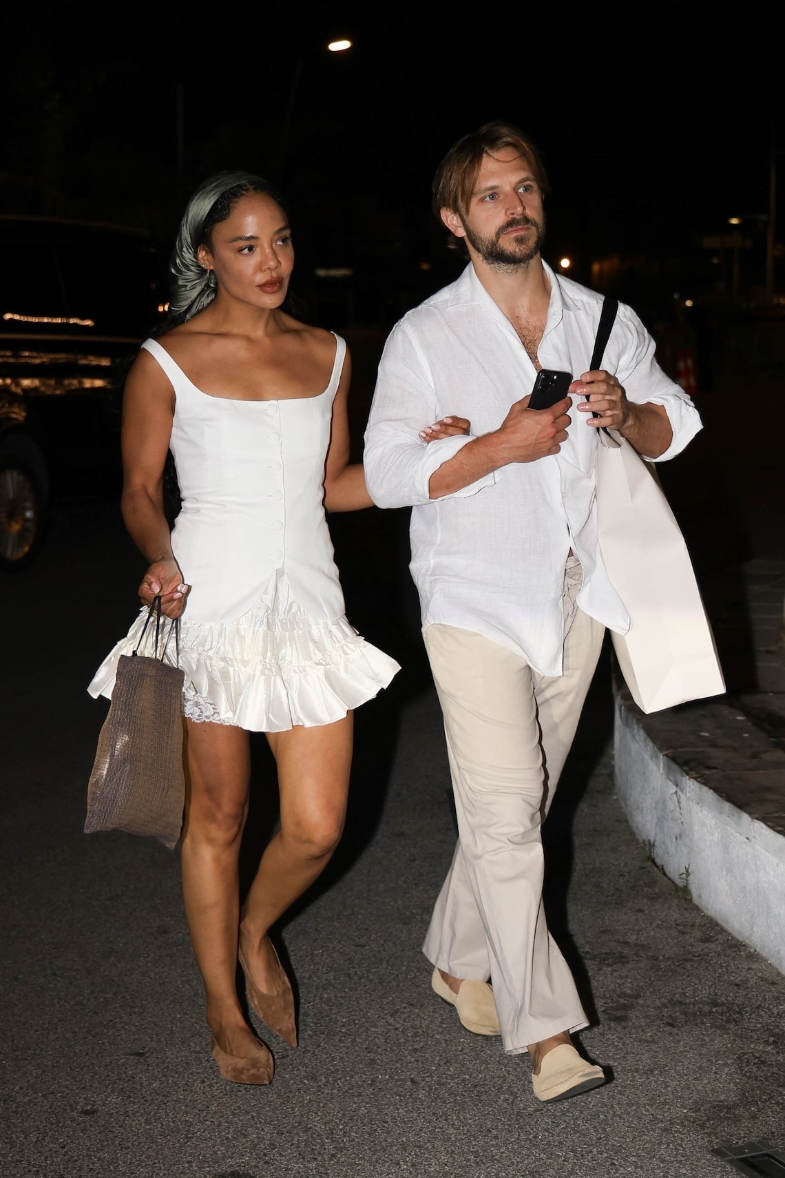 Tessa Thompson and Brandon Green walked arm in arm as they enjoyed an outing in Saint Tropez, France.