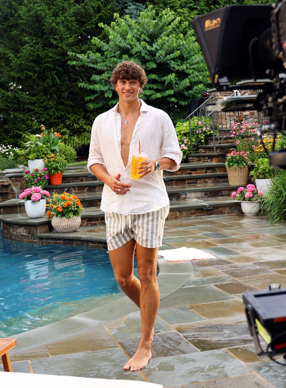 Gavin Casalegno shot a campaign for DUNKIN’s Golden Hour Refresher, in which he’s crowned “King of Summer.”